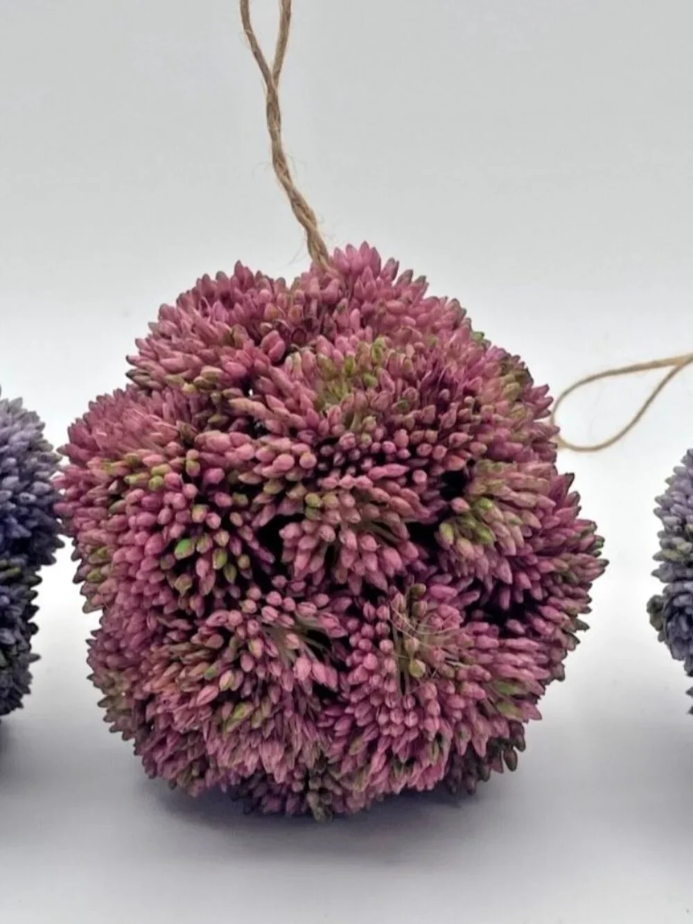 Set of 3 Colorful Faux Sedum Flower Balls Orbs 4